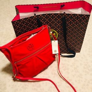 Red Tory Burch Nylon Swing Pack Crossbody
